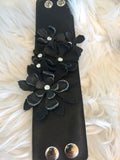 Leather Flower Cuff Bracelet