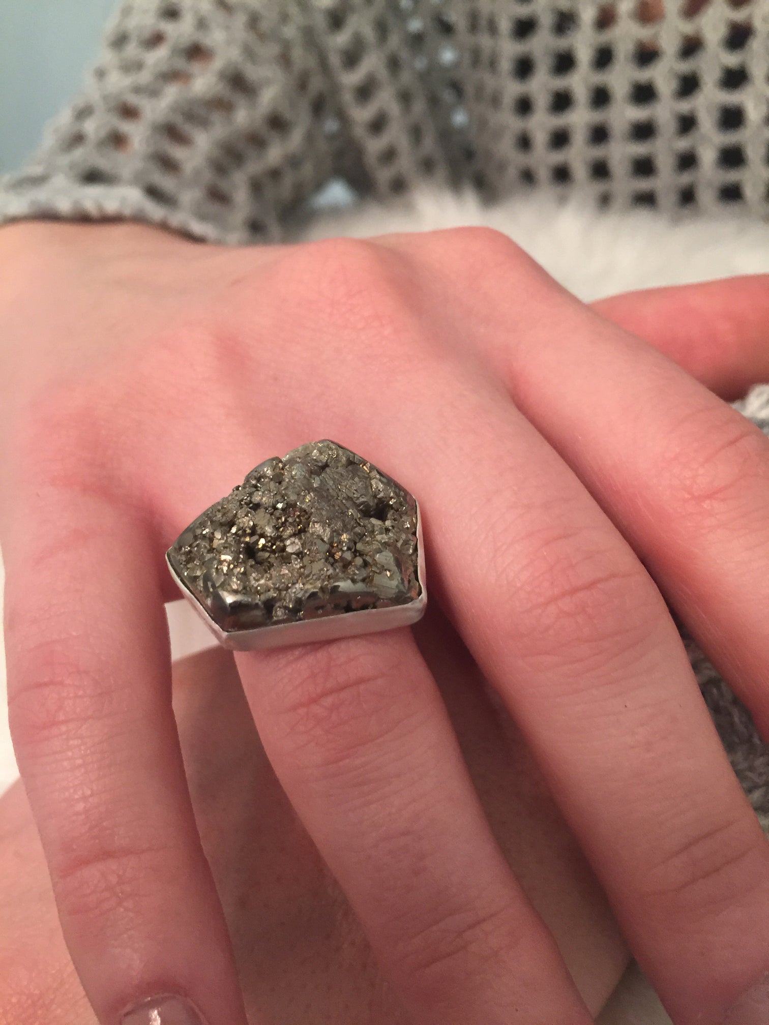 Silver Pyrite Ring Simple Treasure Jewelry