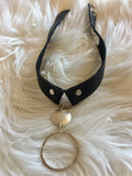 Leather and Silver Choker  Necklace