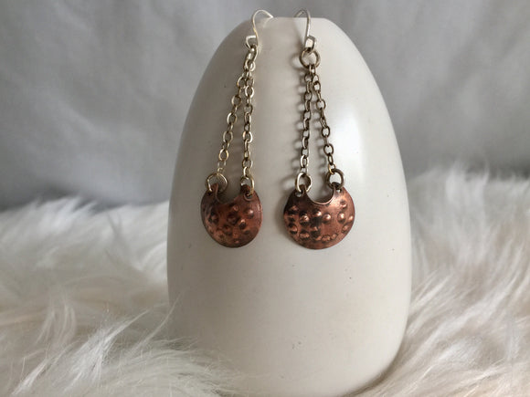 Copper Textured Drop Earrings