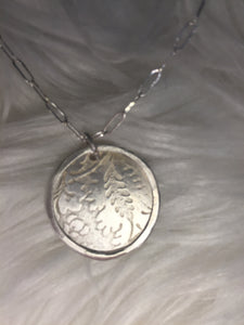 Silver etched necklace