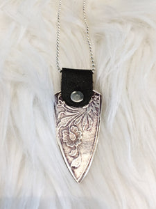 Etched  Shield Necklace