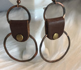 Copper Leather Hoops Earrings
